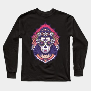 Sugar Skull Lady Long Sleeve T-Shirt